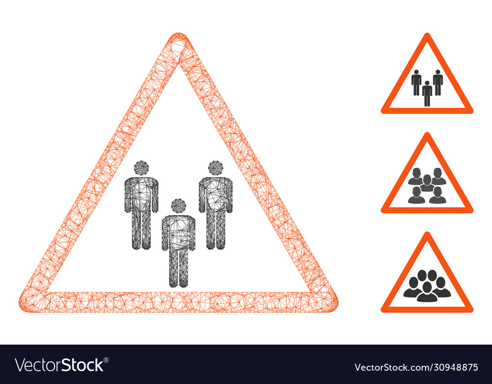Mann Gruppe Warnung polygonalen Netz