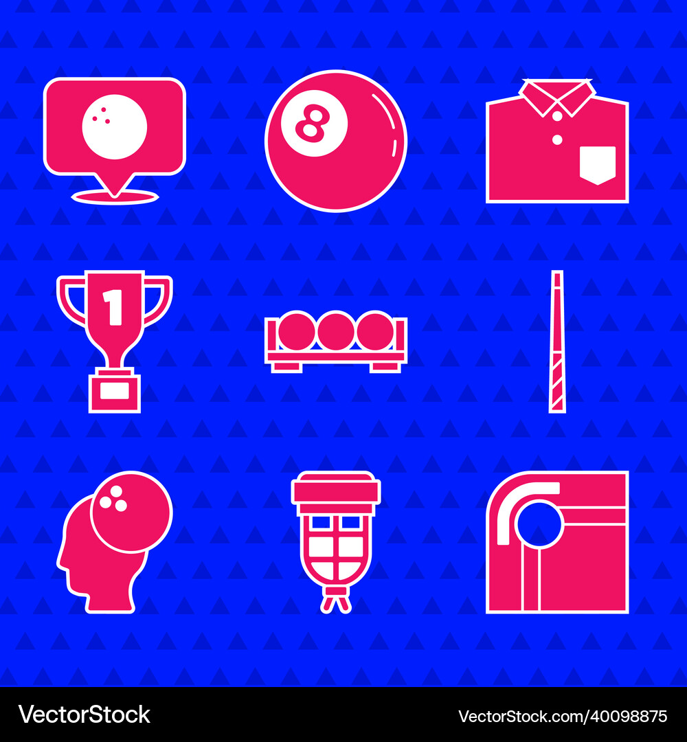 Set billiard balls on a stand pocket table cue Vector Image