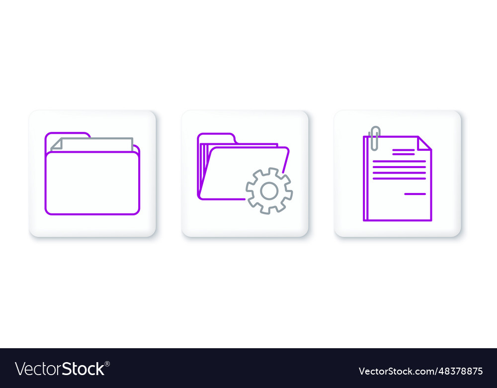 Set line file document and paper clip vector image Set line file document and paper clip