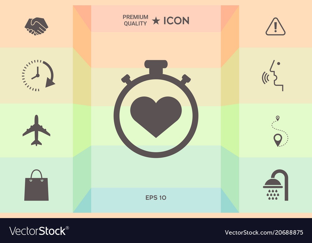 Stopwatch with heart symbol - icon timer