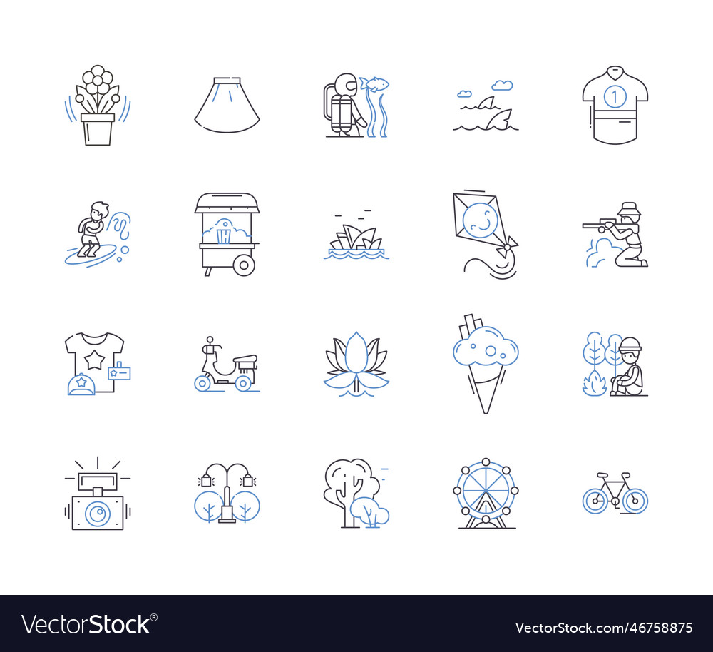 Summer and sport outline icons collection Vector Image