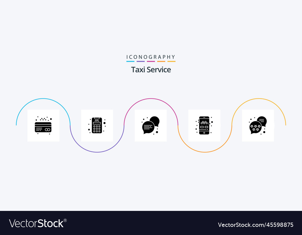 Taxi service glyph 5 icon pack including rating