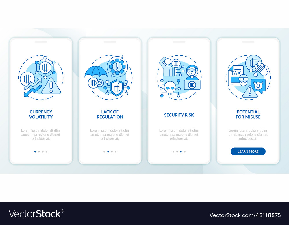 Walkthrough digital currency with linear icons Vector Image Walkthrough digital currency with linear icons