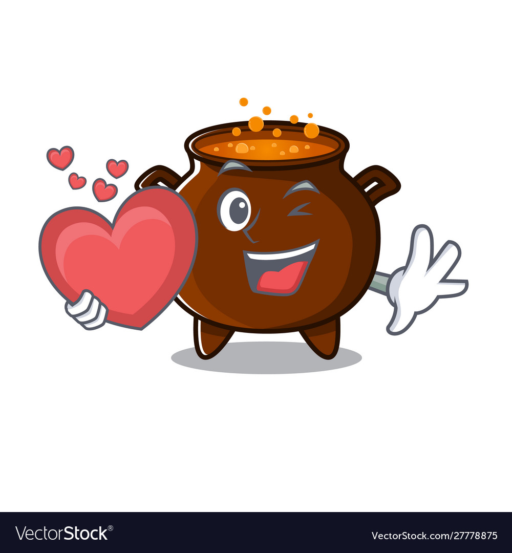 With heart cauldron toy in character shape vector image With heart cauldron toy in character shape