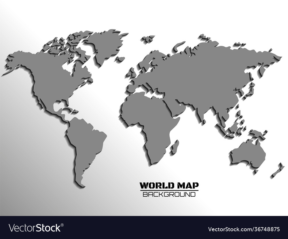 World map with shadow paper