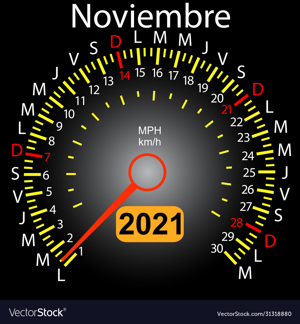 2021 year calendar speedometer car in spanish