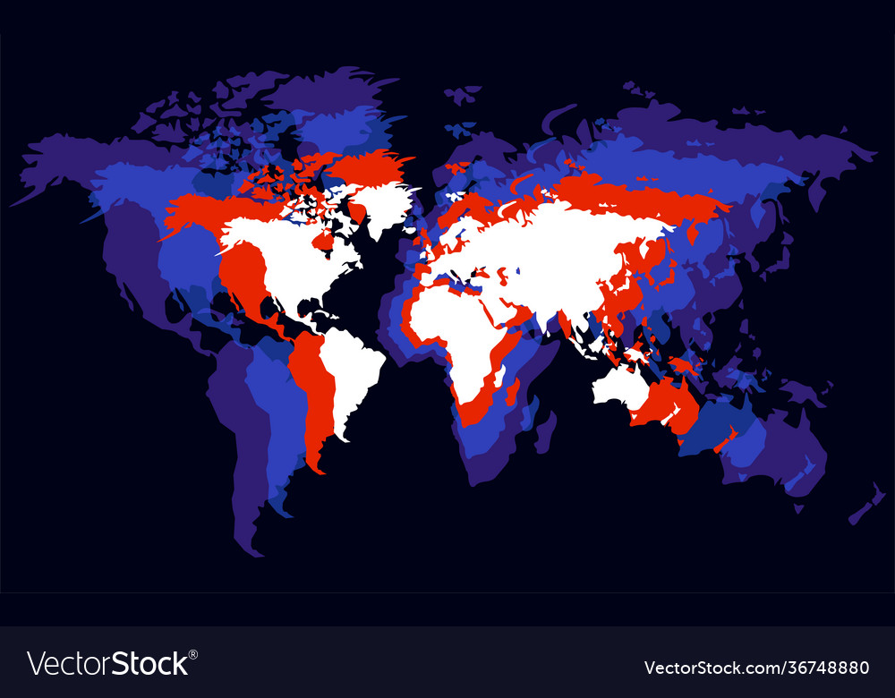 Abstract world map with colorful overlaps
