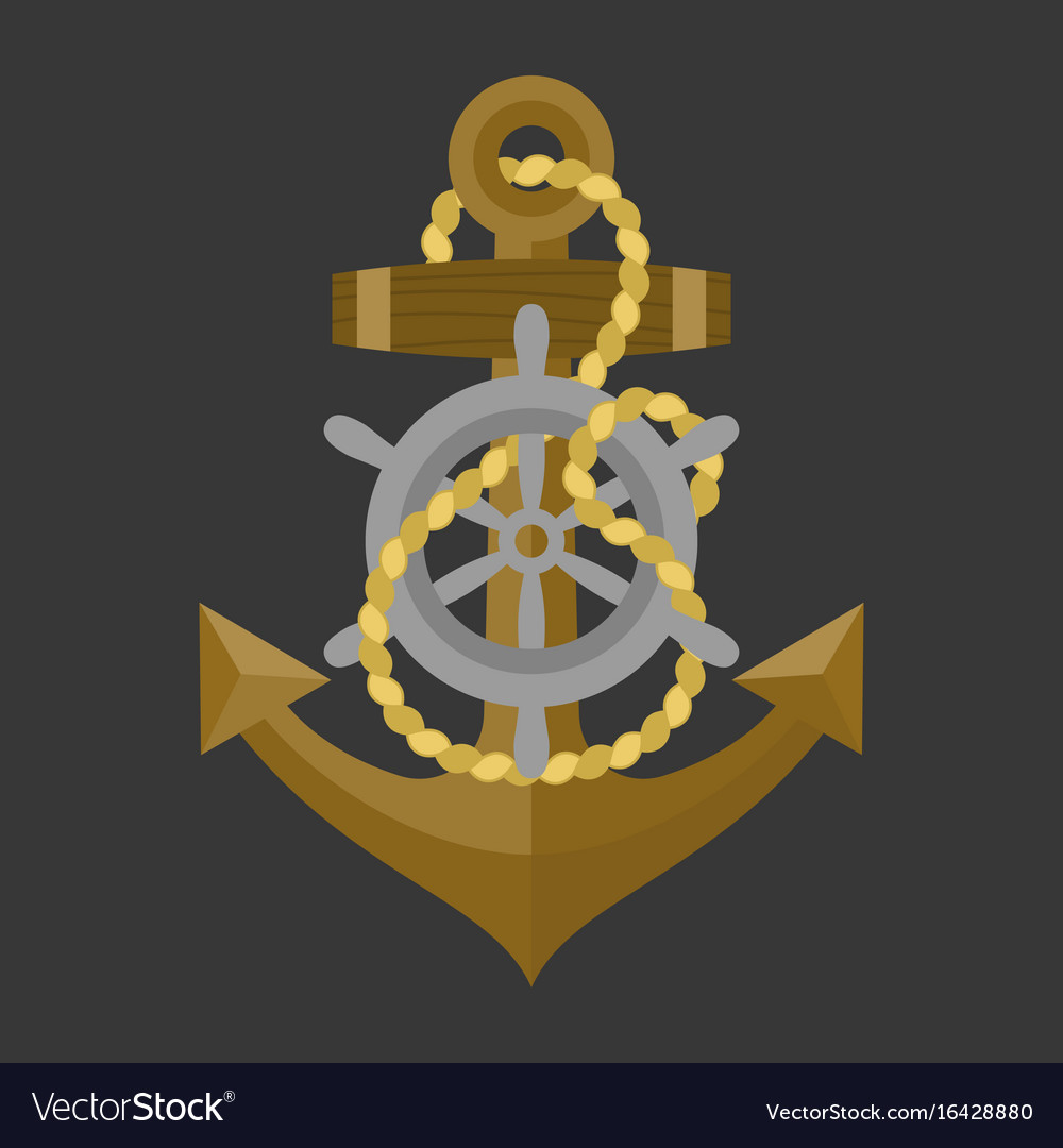 Anchor with rope and helm icon