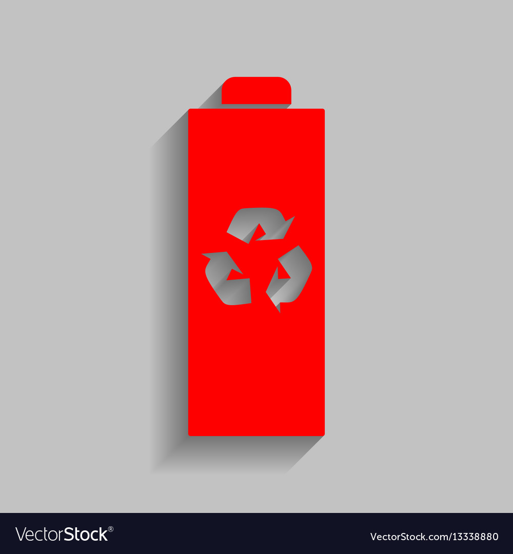 Battery recycle sign red Royalty Free Vector Image