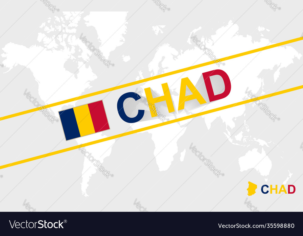 Chad map flag and text