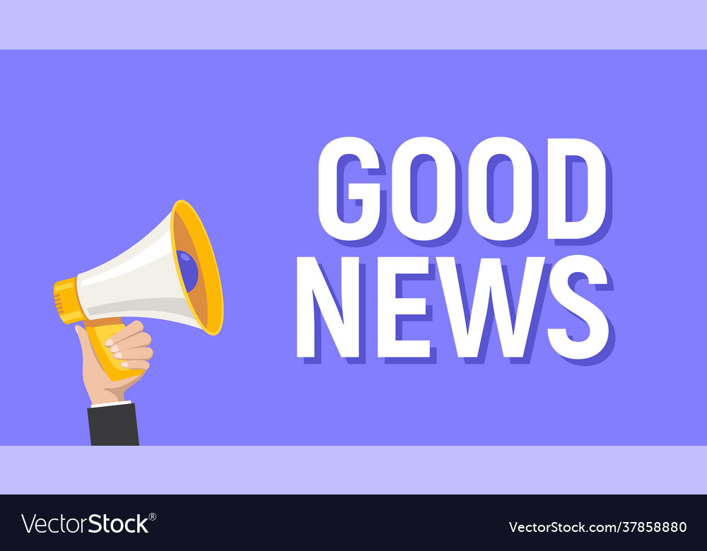 Good news announce megaphone hand holding cartoon Vector Image