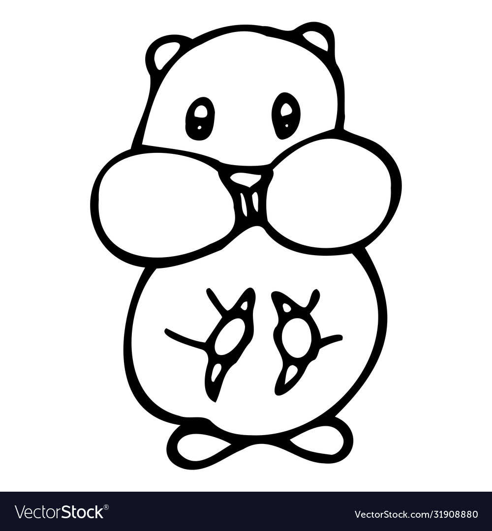 Hand drawn hamster cartoon outline doodle Vector Image