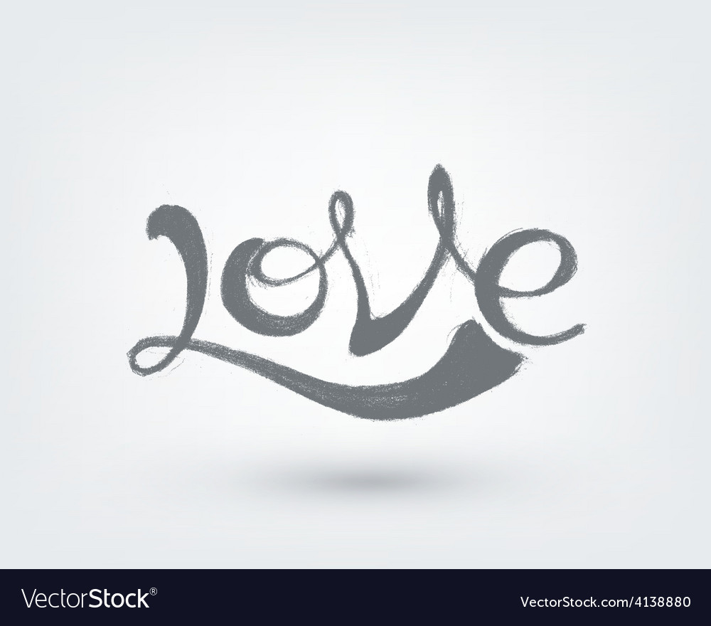 Love text design hand drawn word on white