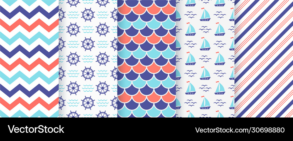 Nautical marine seamless pattern sea backgrounds Vector Image