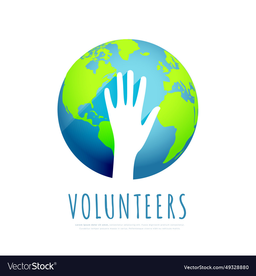 Papercut volunteer hand up with earth globe design