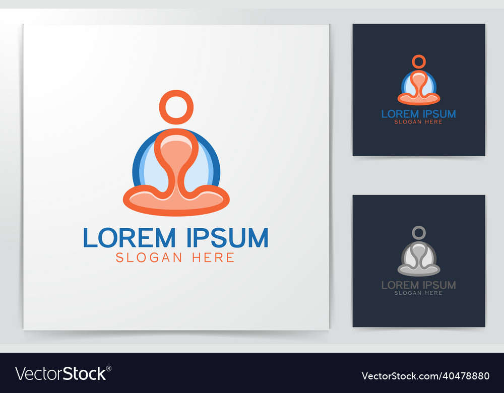 People cross-legged yoga logo designs inspiration