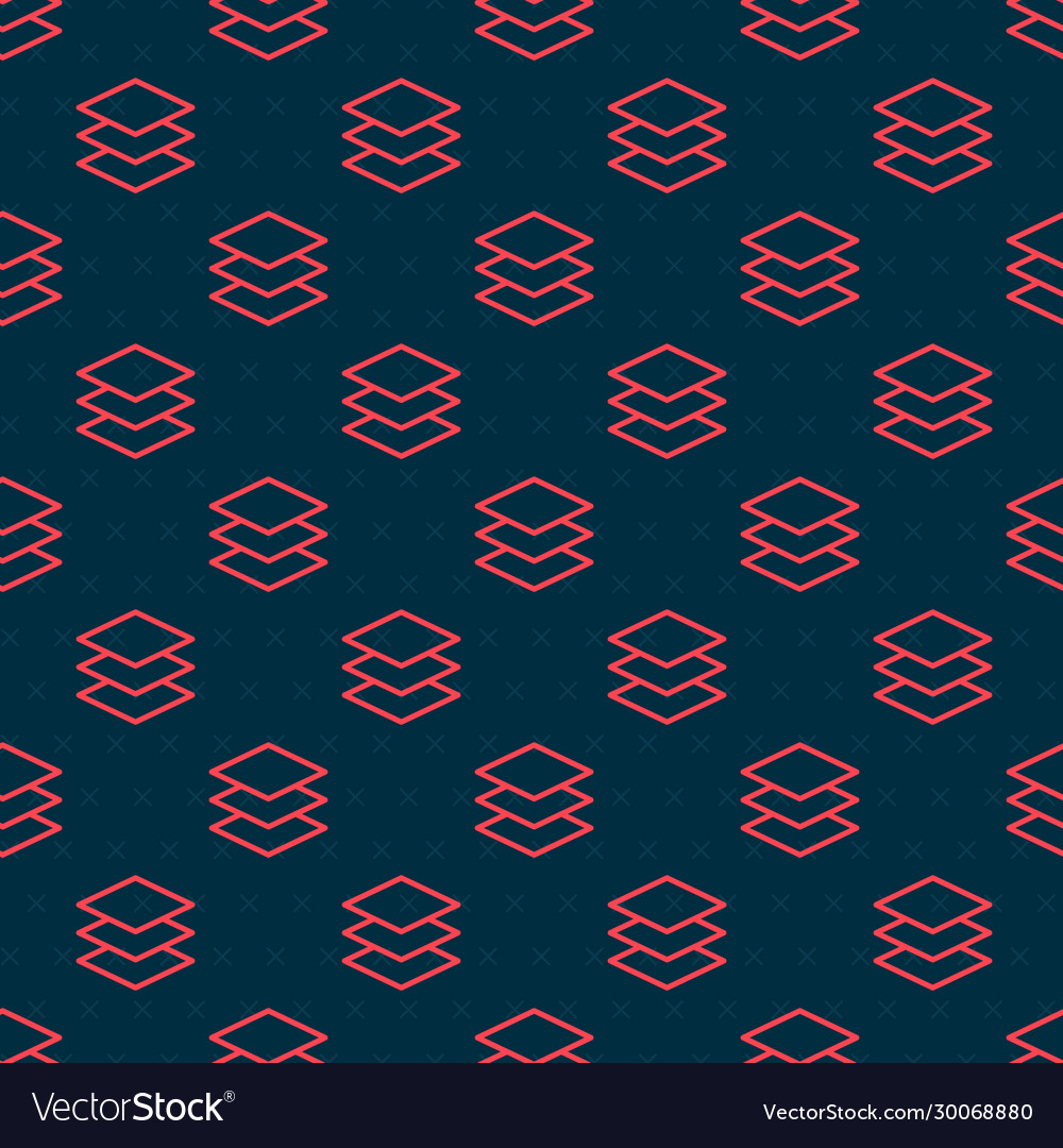 Red line layers icon isolated seamless pattern vector image Red line layers icon isolated seamless pattern