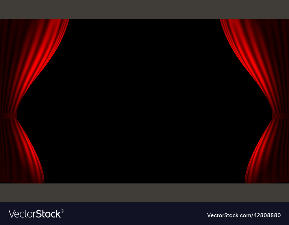 Red realistic curtains with text space