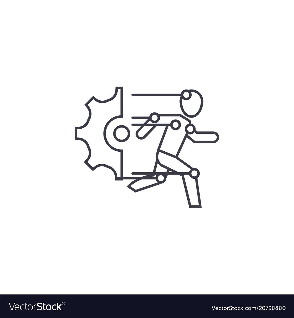 Robot technical units line icon sign