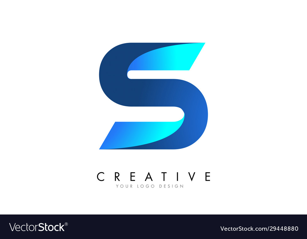 S letter logo design with 3d and ribbon effect Vector Image