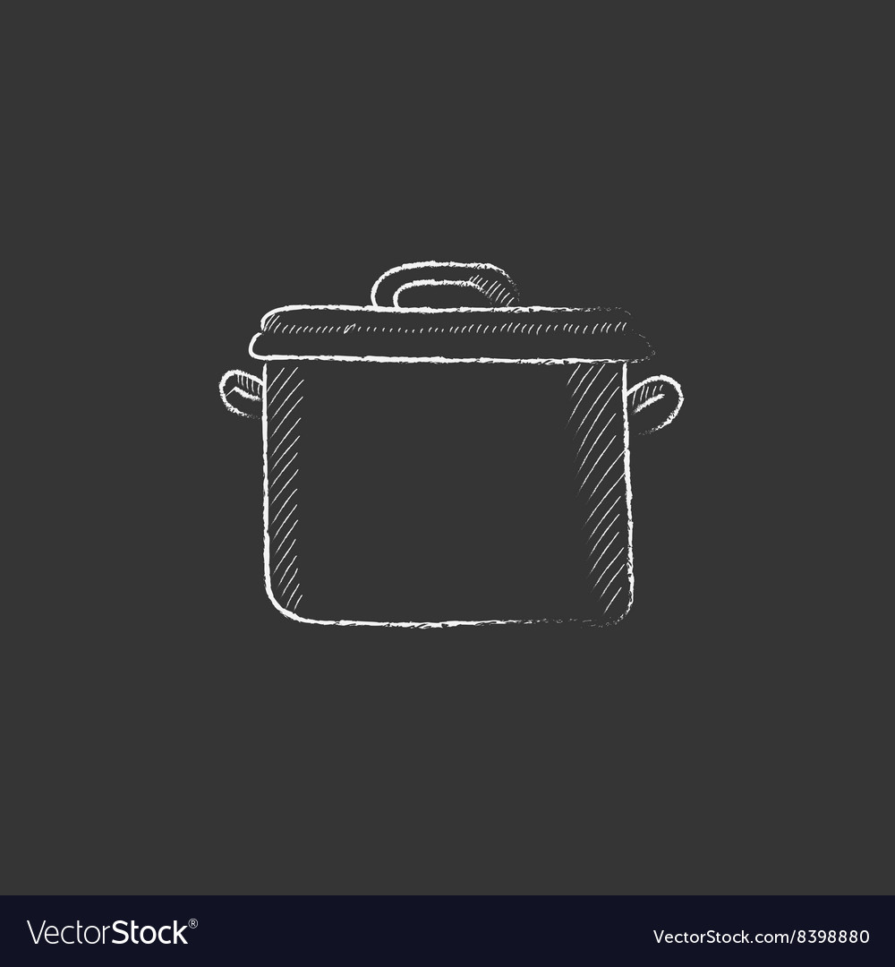 Saucepan drawn in chalk icon