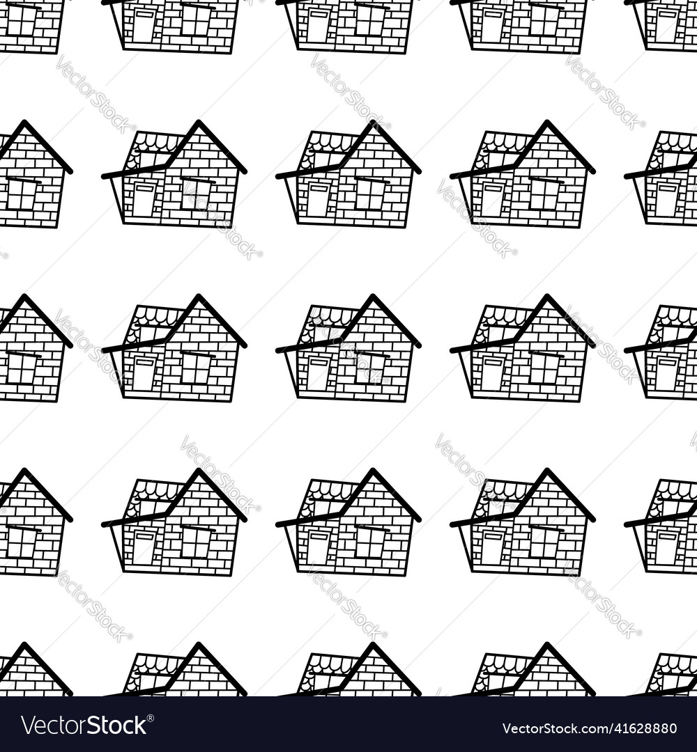 Seamless pattern of contour houses