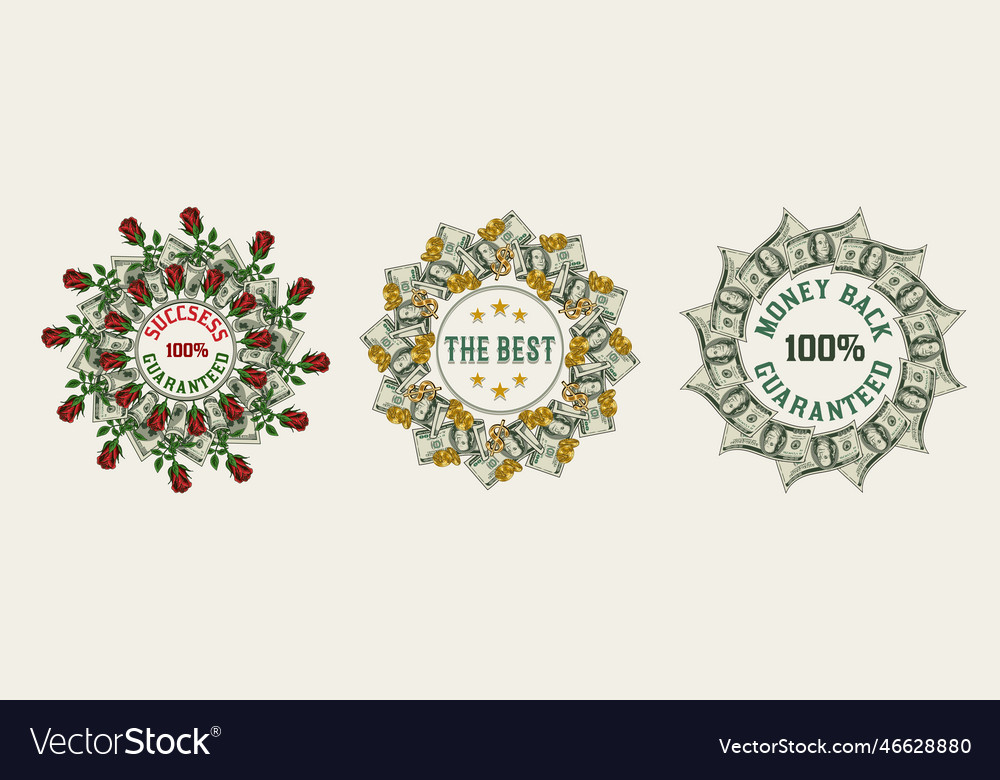 Set von runden Geldrahmen mit 100 Dollar Rechnungen vector image Set von runden Geldrahmen mit 100 Dollar Rechnungen