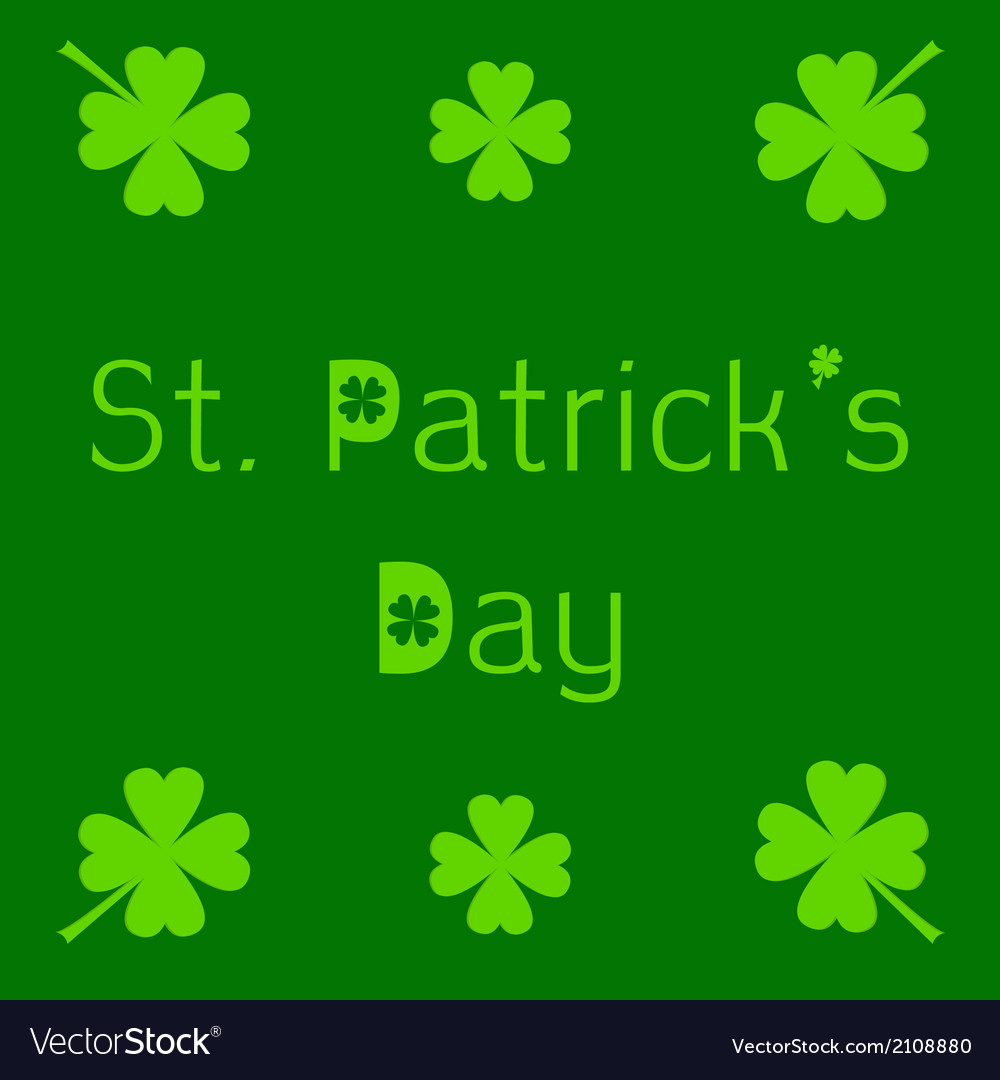 St patricks day card with clover leaf Royalty Free Vector