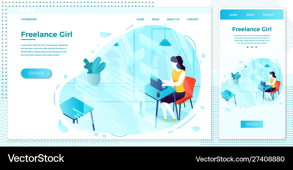 Web online freelancer girl with notebook Vector Image