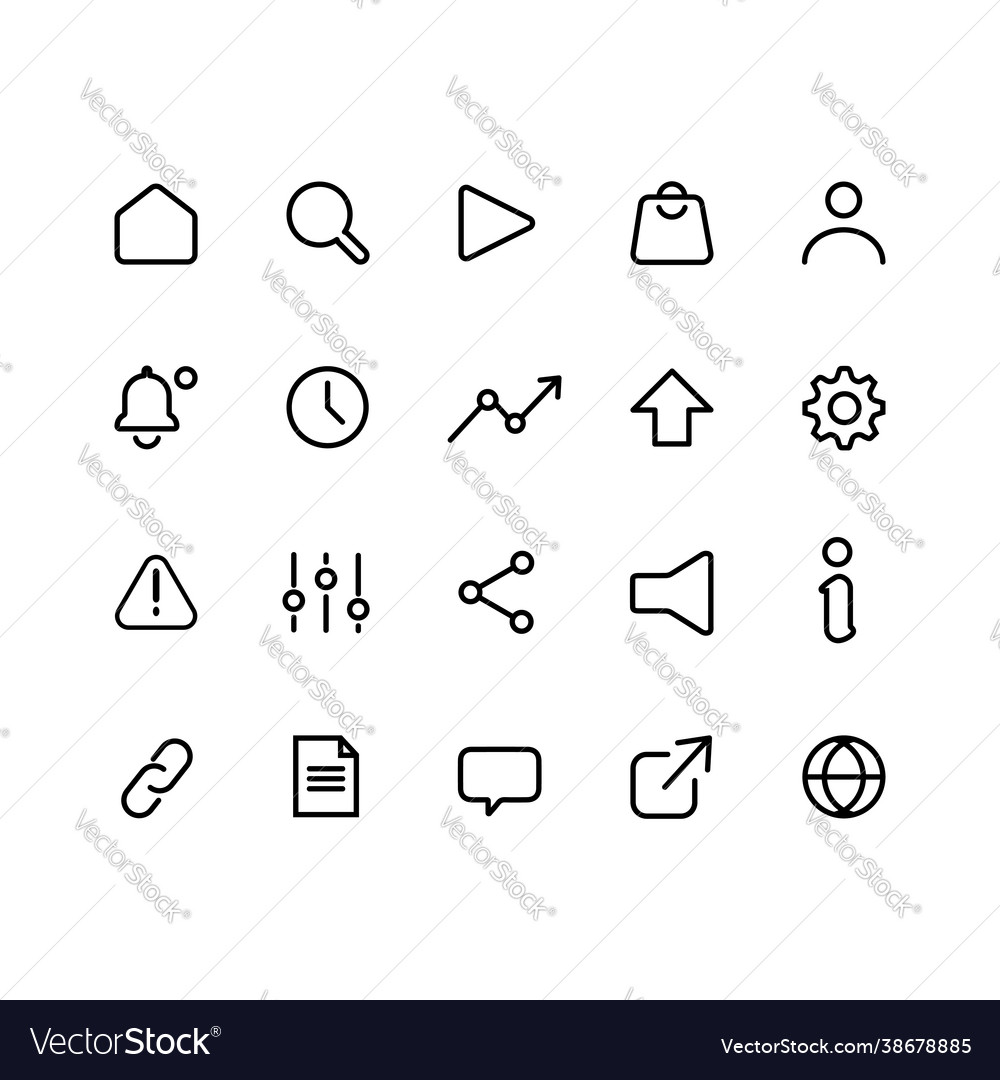 20 internet icon set outline style for ui design