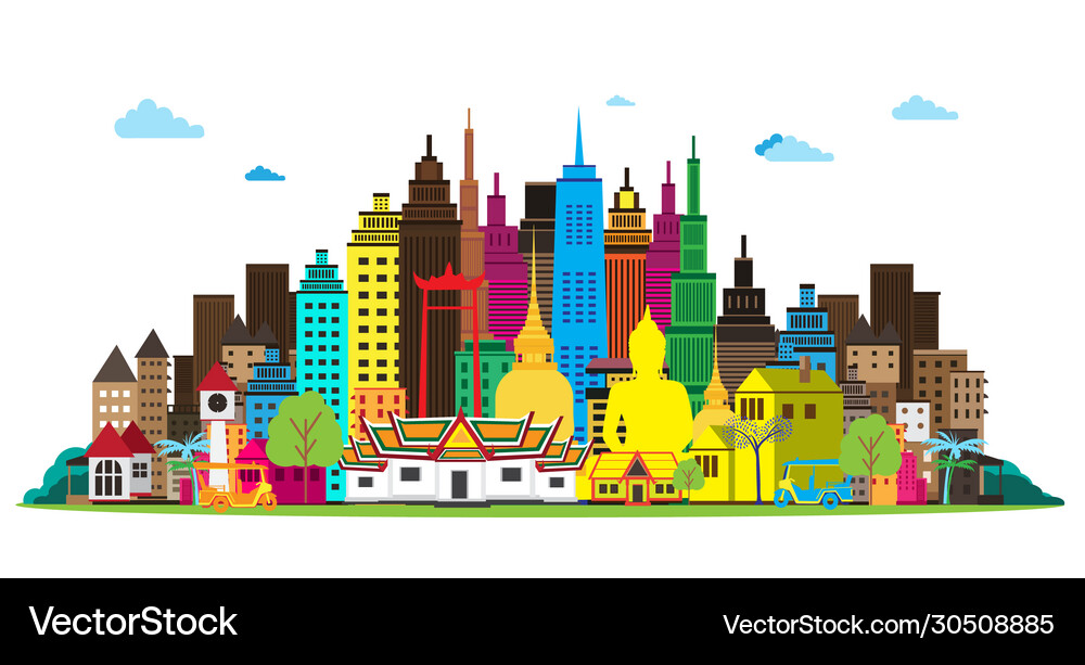 Bangkok City Royalty Free Vector Image Vectorstock