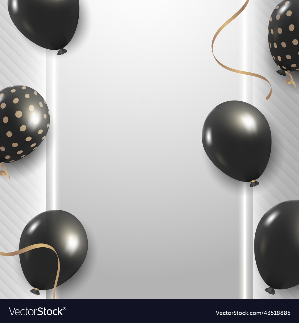 Black glitz party balloons frame on gray Vector Image