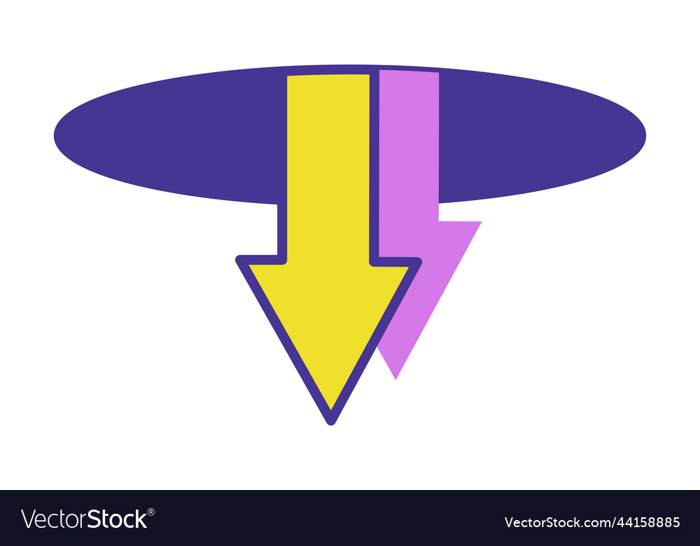 Circle with arrows pointing down recession Vector Image