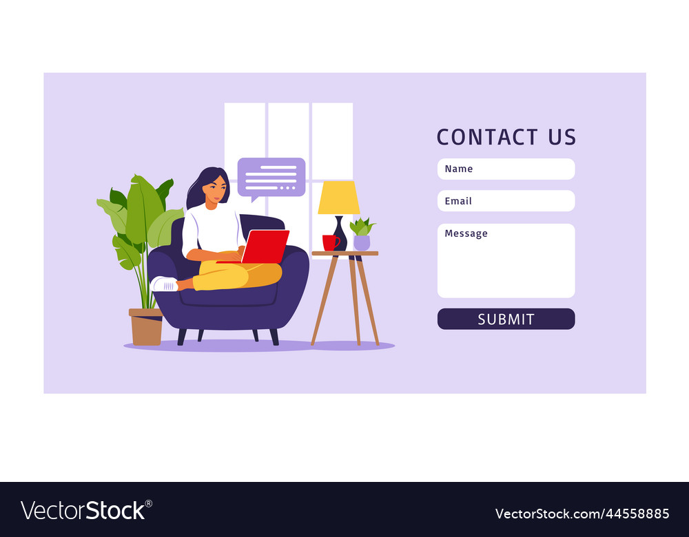 Contact us form template for web and landing page Vector Image