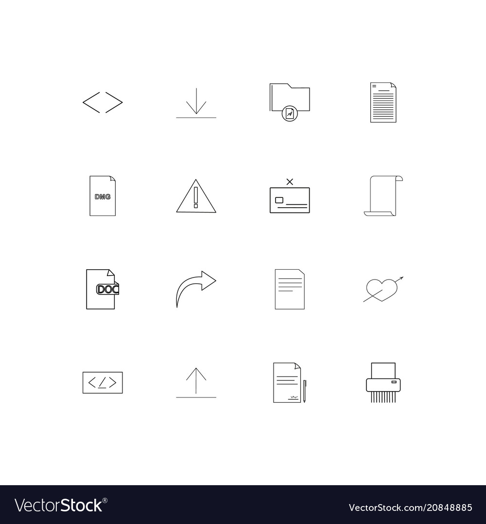 Files and folders sign linear thin icons set