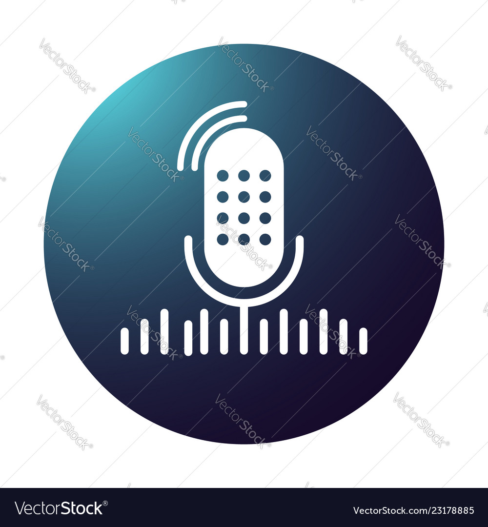Gradient table studio microphone with sound Vector Image