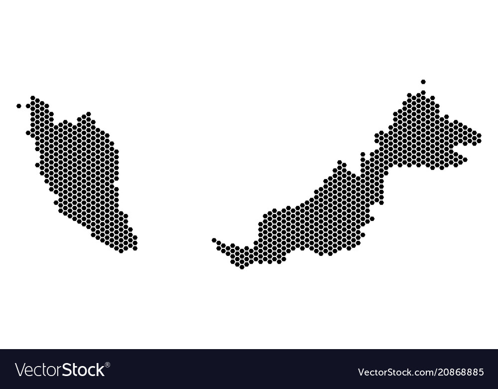 Hex-tile malaysia map Royalty Free Vector Image