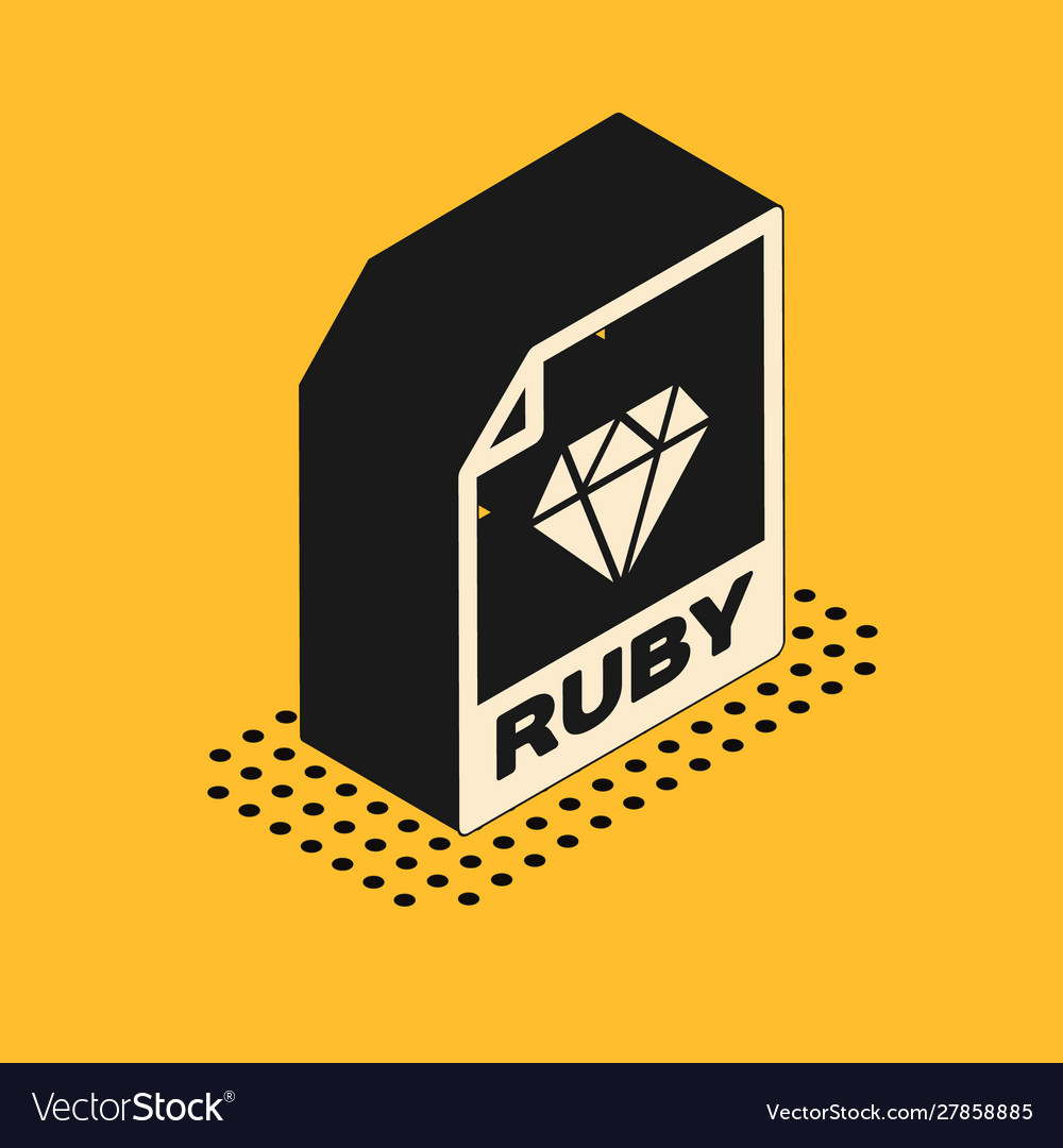 Isometric ruby file document download button vector image Isometric ruby file document download button