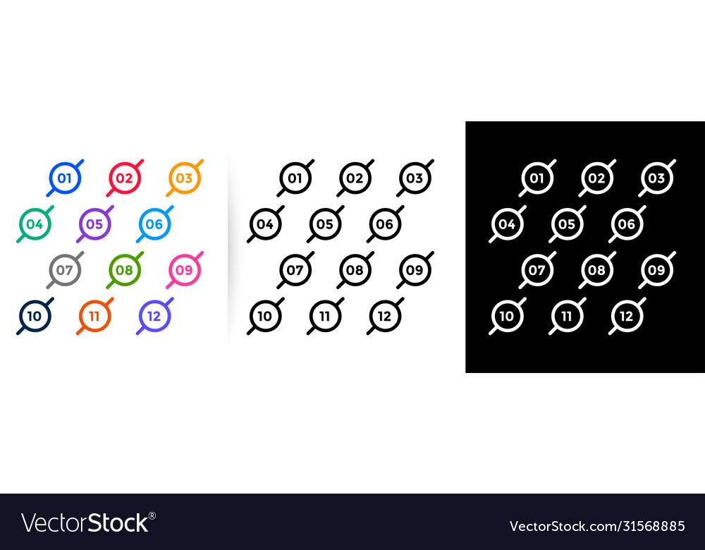 Modern line style numbered bullet points from one