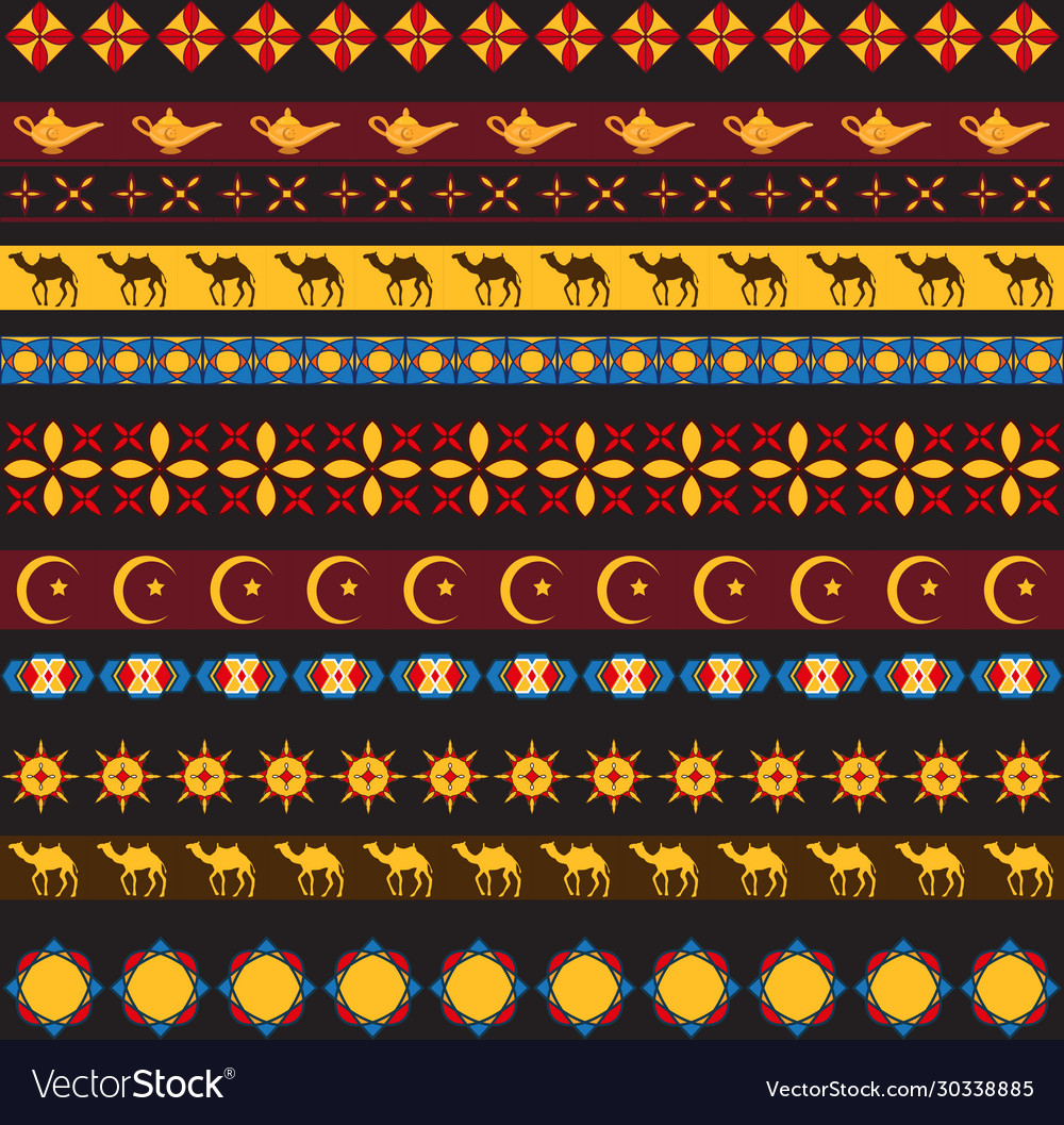 Ramadan kareem seamless pattern with borders