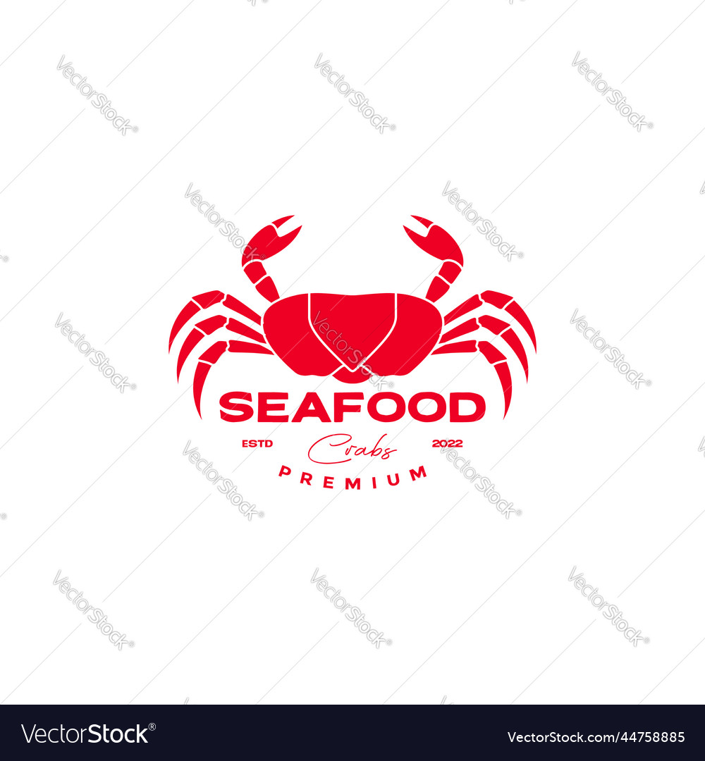 Red crab seafood vintage logo design Royalty Free Vector