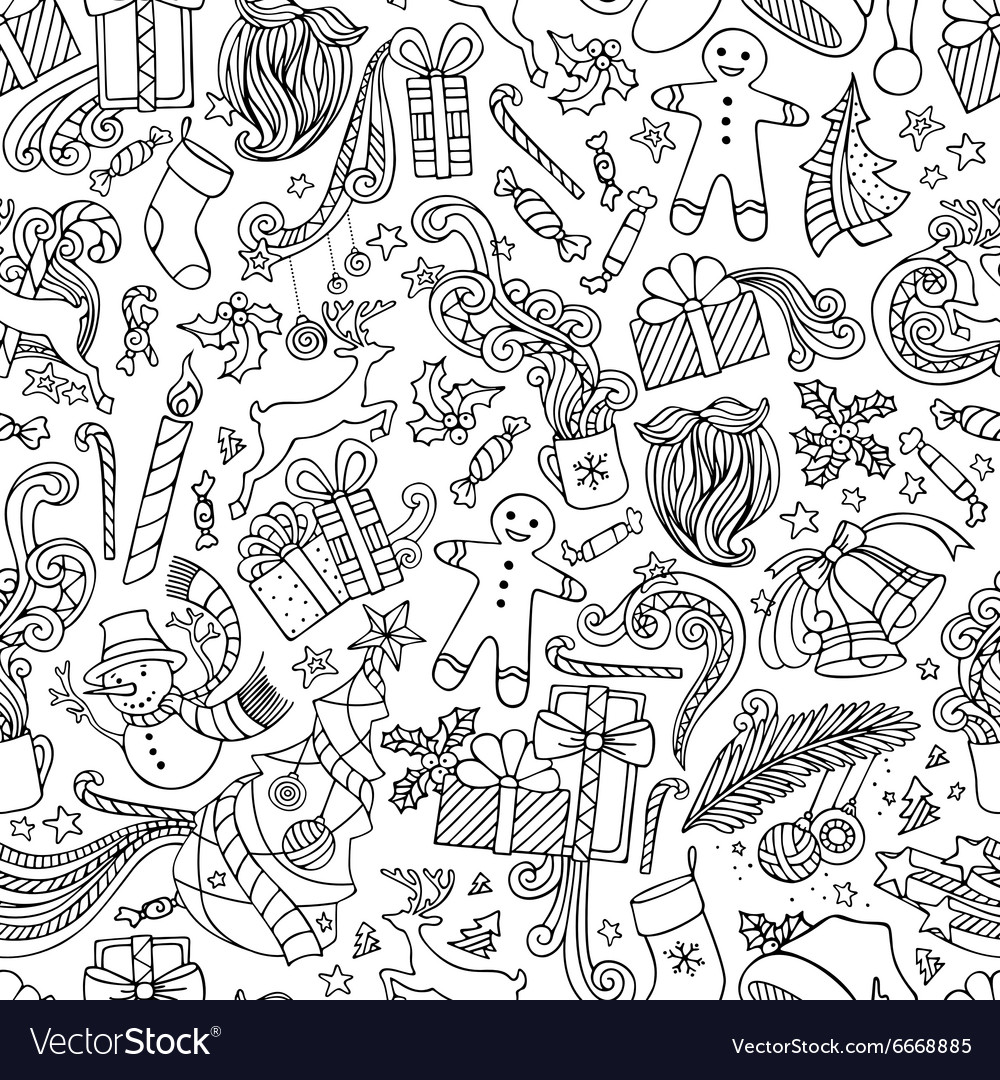 Seamless doodles christmas pattern