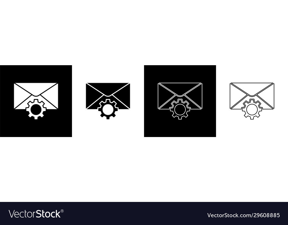 Set envelope setting icon isolated on black vector image Set envelope setting icon isolated on black
