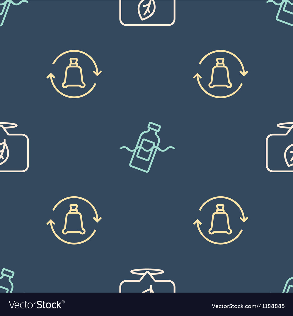 Set line location with leaf garbage bag recycle vector image Set line location with leaf garbage bag recycle