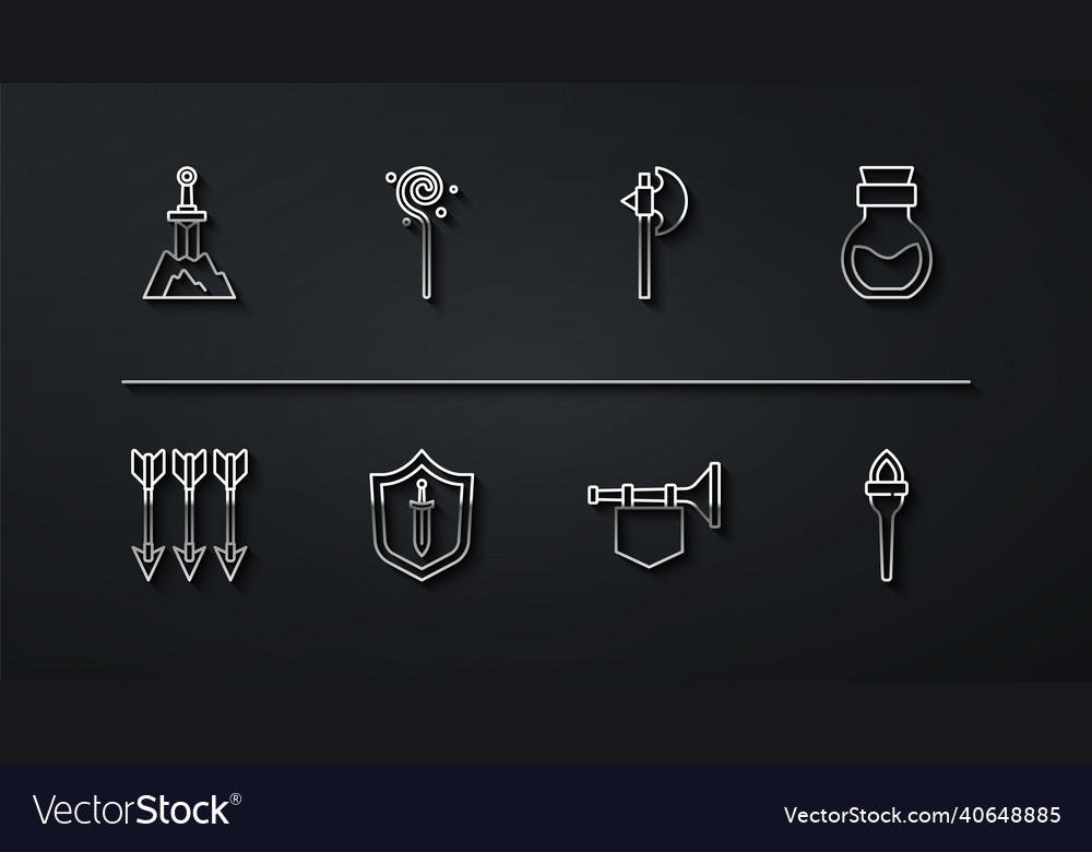 Set line sword in the stone crossed arrows