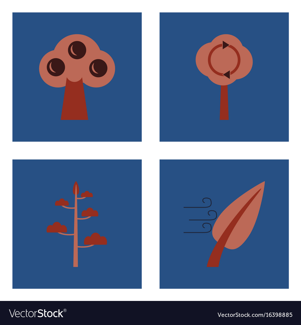 Set of ecology icons on color backgrounds square