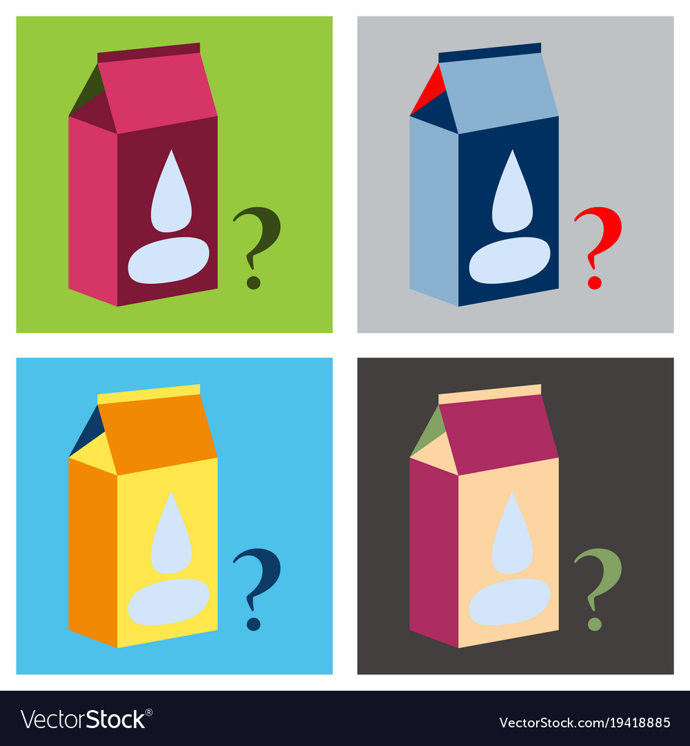 Set of milk carton box flat style isolated