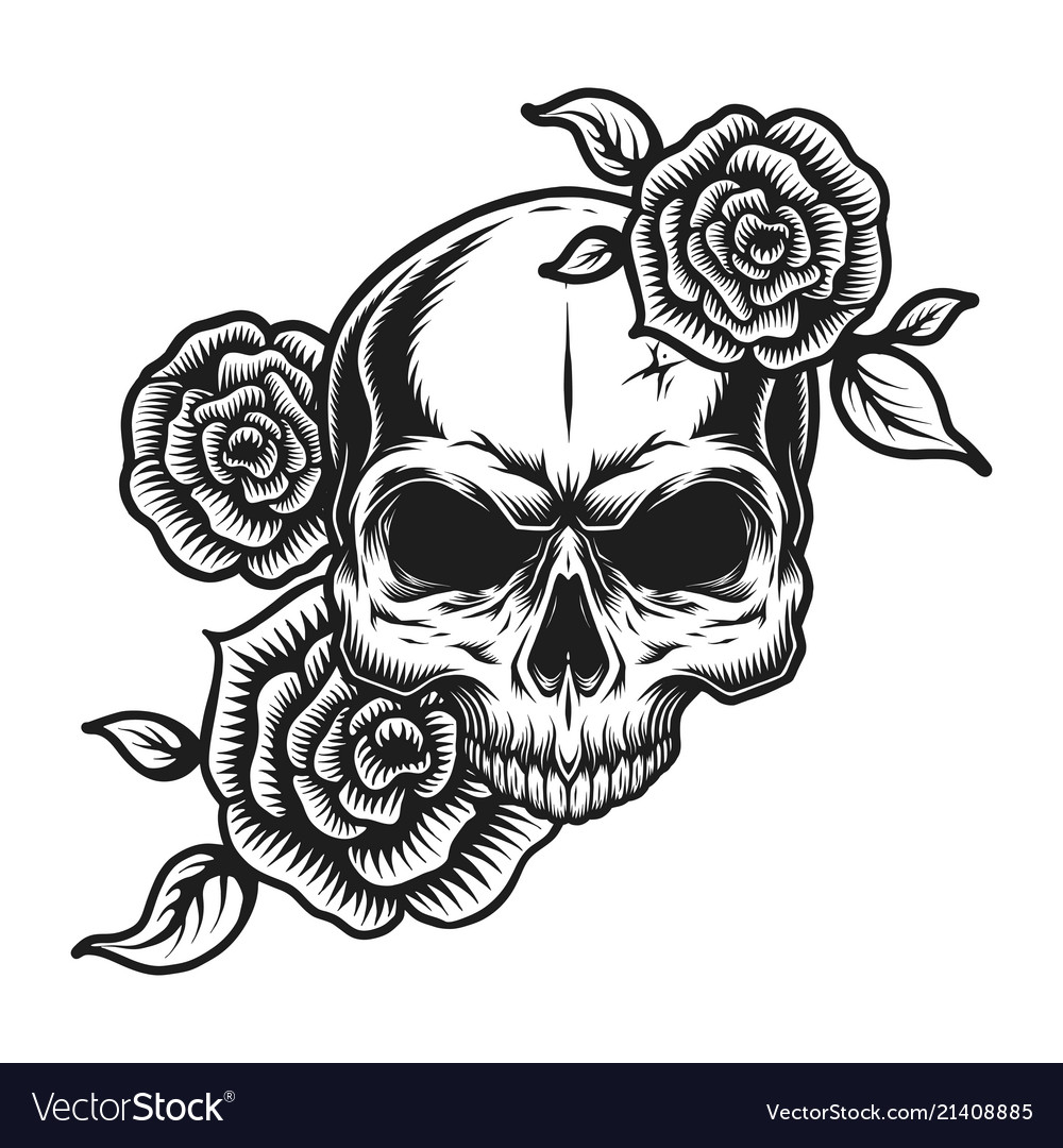 Vintage human skull tattoo concept Royalty Free Vector Image