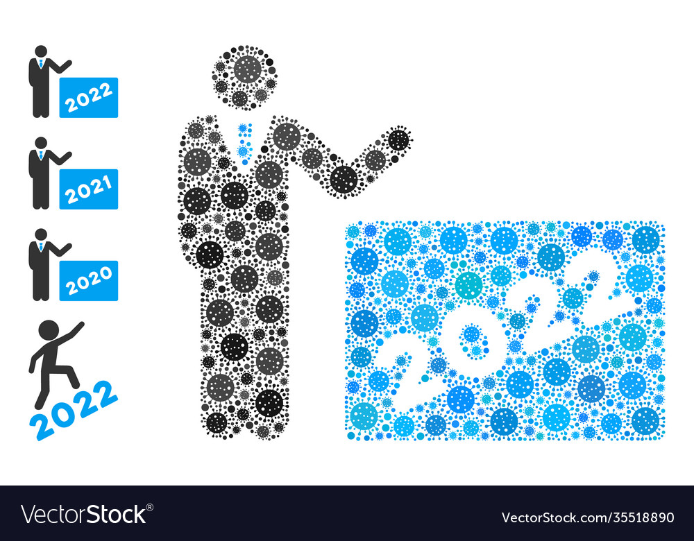 2022 showing man icon mosaic covid19 virus