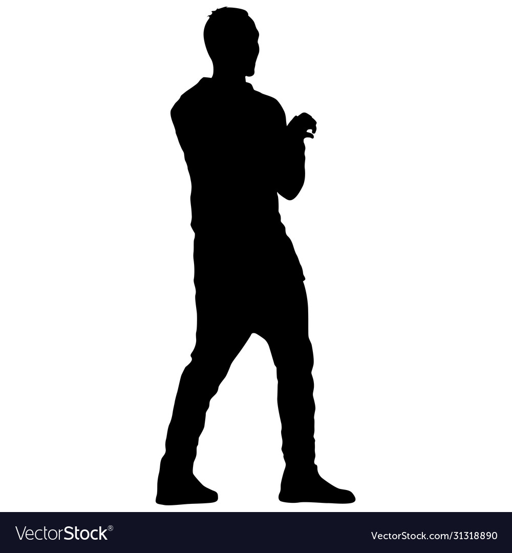 Black silhouette man standing people on white